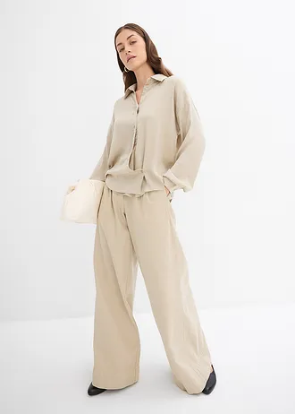 Košilová halenka ze splývavého saténu, barva: 