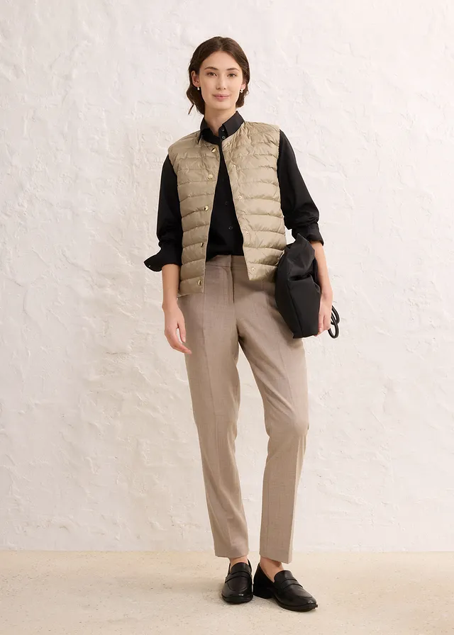 Lichte donzen bodywarmer met gerecyclede donzen new kaki