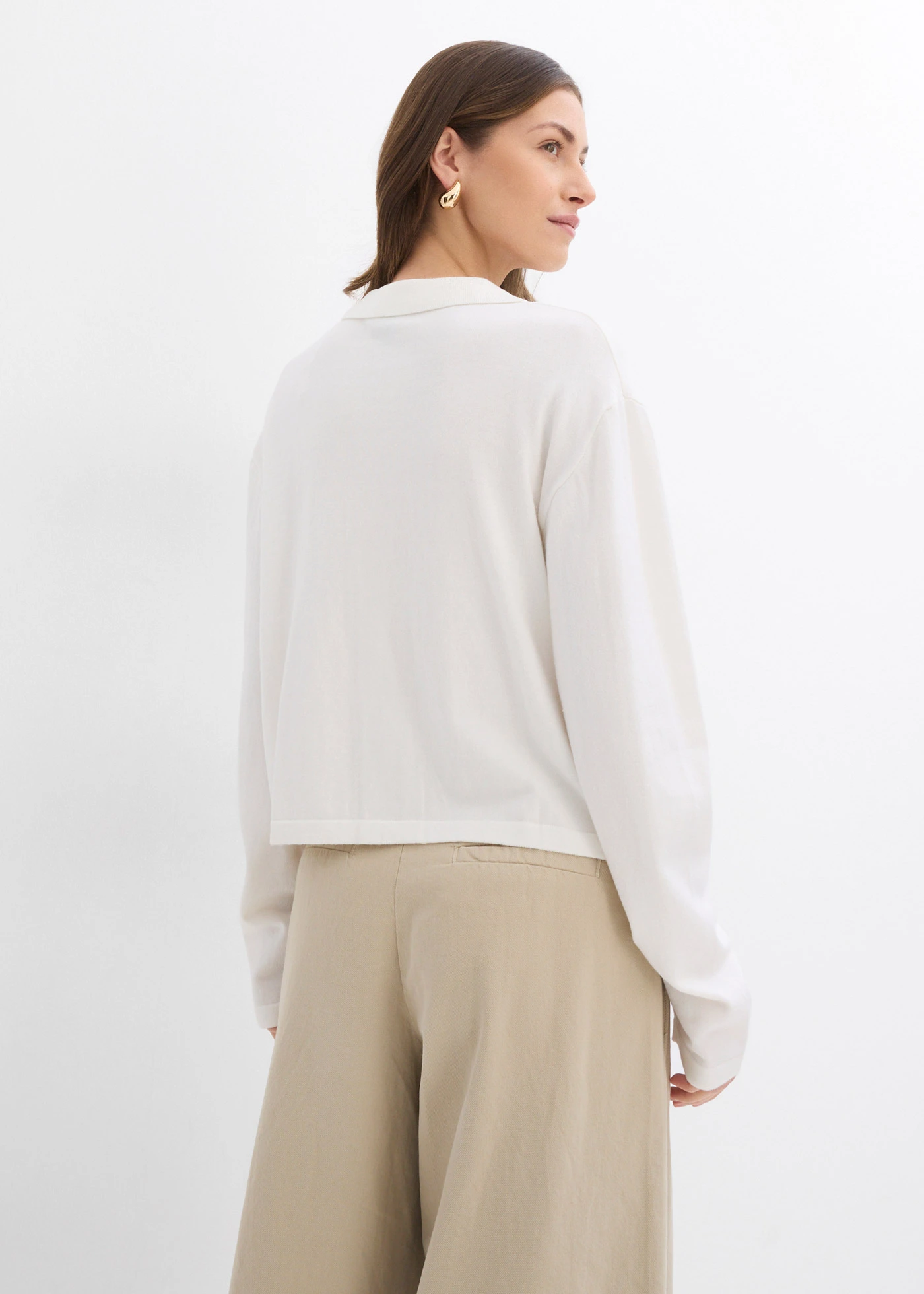 Kort fijngebreid vest • wolwit • bonprix online shop