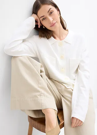 Kort fijngebreid vest • wolwit • bonprix online shop