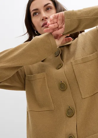 Kort fijngebreid vest • kakibruin • bonprix online shop