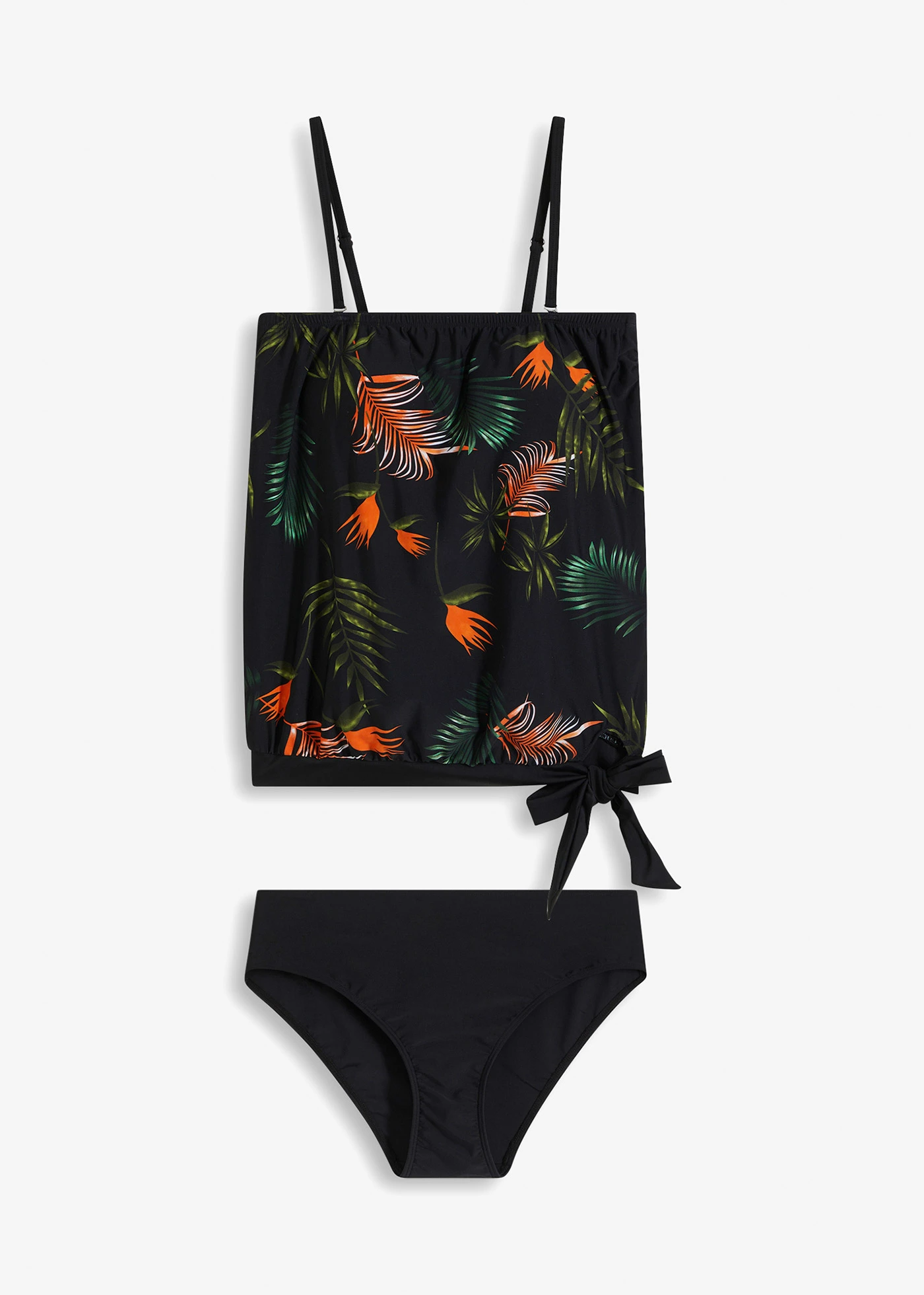 Bandeau tankini (2-dlg. set) • zwart-groen gebloemd • bonprix online shop