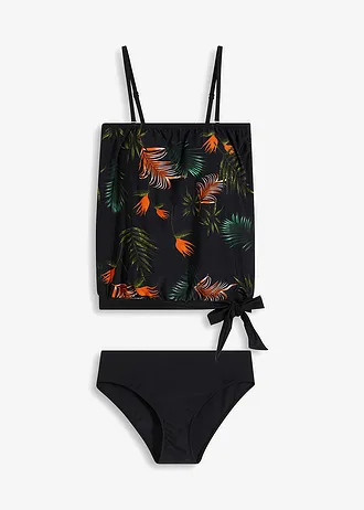 Bandeau tankini (2-dlg. set) • zwart-groen gebloemd • bonprix online shop