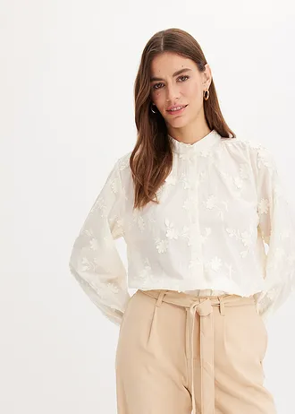 Chemisier 100% coton, Couleur: blanc cassé