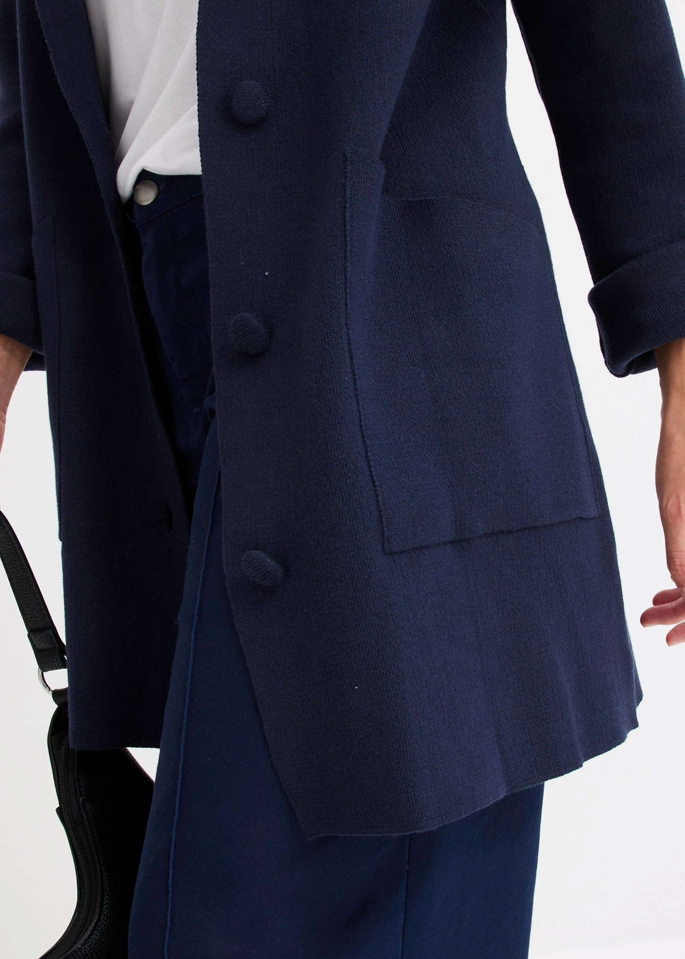 Lange gebreide jas • donkerblauw • bonprix online shop