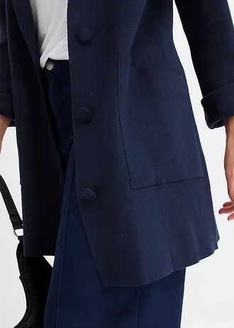 Lange gebreide jas • donkerblauw • bonprix online shop