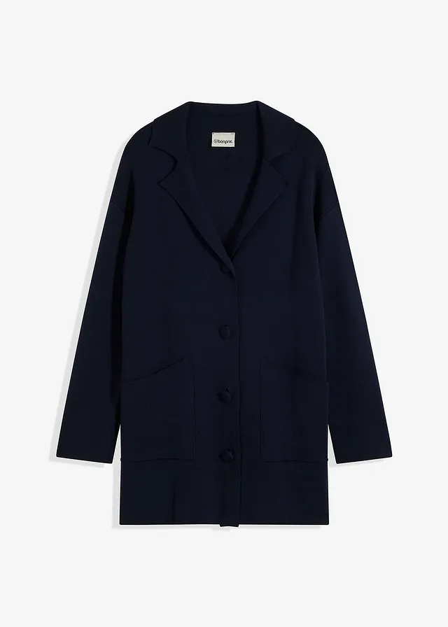 Lange gebreide jas • donkerblauw • bonprix online shop