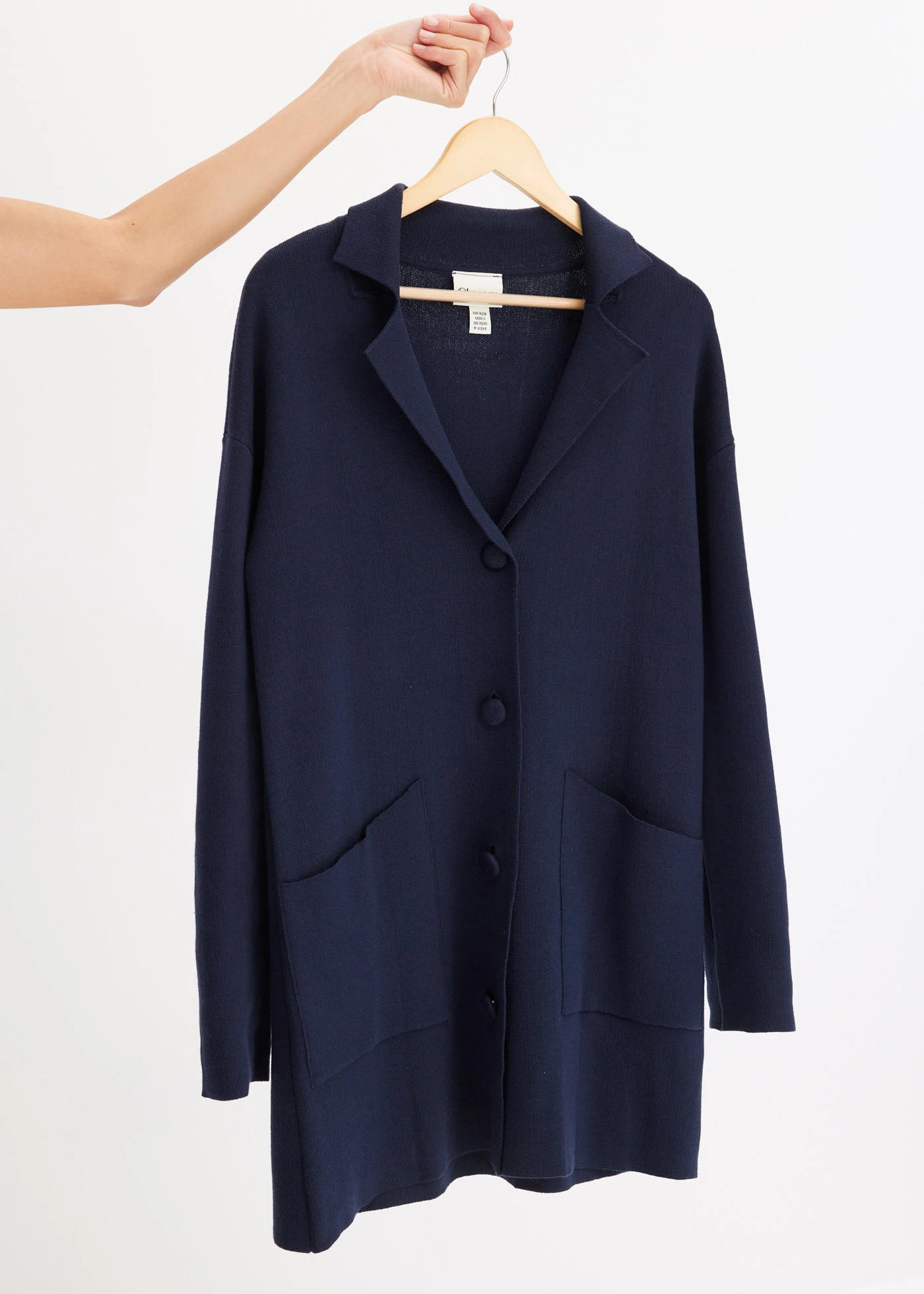 Lange gebreide jas • donkerblauw • bonprix online shop