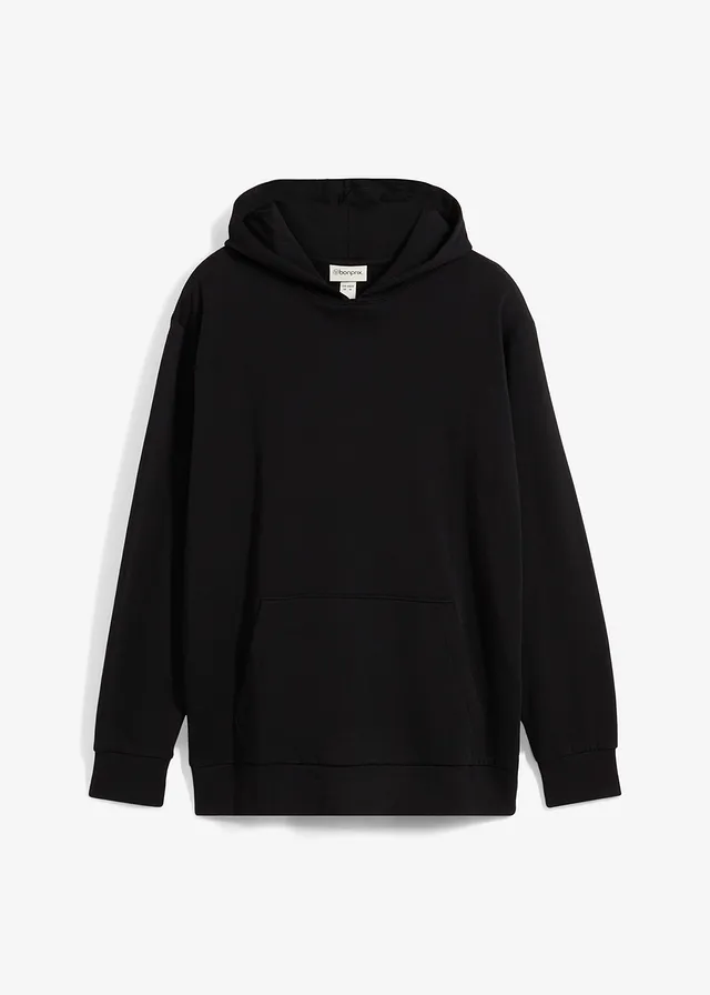 Sweater met capuchon, loose fit, Kleur: zwart