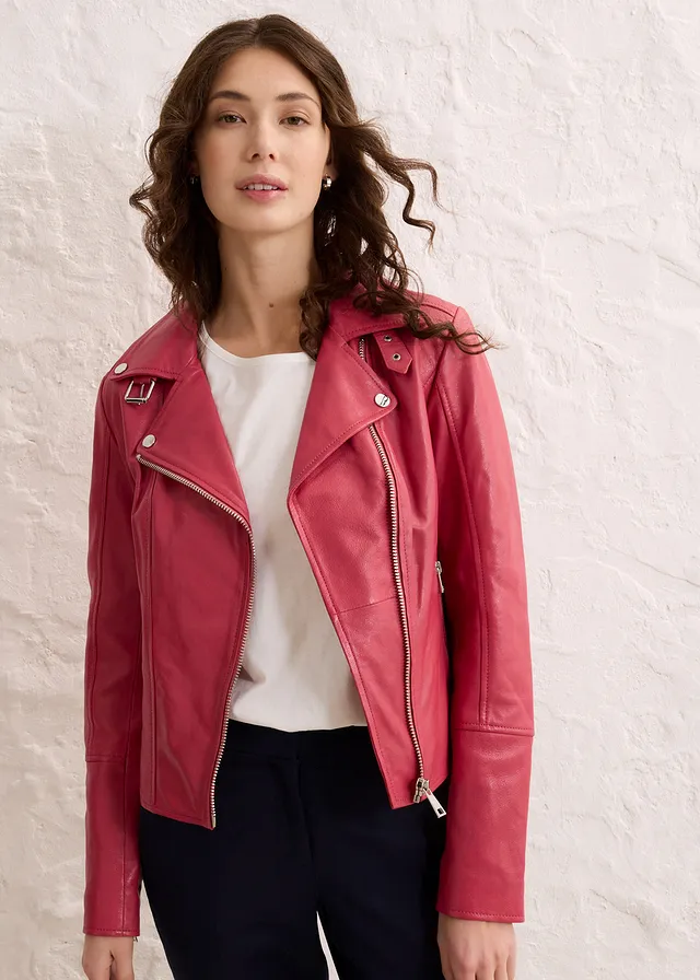 Veste biker en cuir nappa d’agneau • framboise fumé • product-page.page-title-suffix
