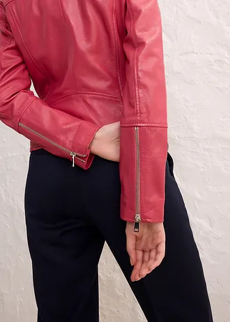 Geacă biker din piele nappa de miel • roz-zmeură fumuriu • magazin bonprix