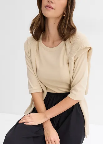 Bordás póló bio-pamuttal (2 db-os csomag) • új bézs-világos homok • bonprix áruház