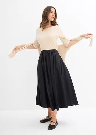 Shirt w prążek, z bawełną organiczną (2 szt.) • beżowy-jasny piaskowy • sklep bonprix