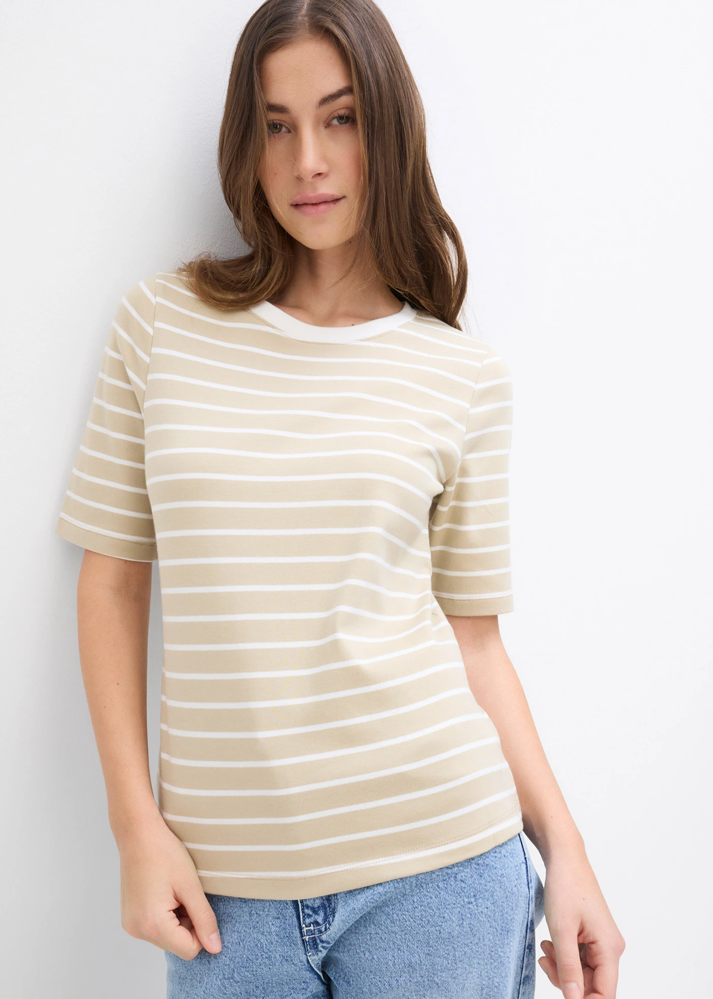 Tričko z čisté těžké organické bavlny • světle hnědá/přírodní bílá s proužky • bonprix obchod