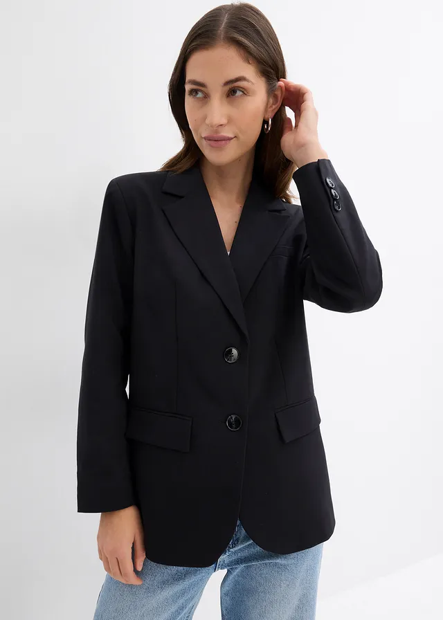 Oversize blazer, Kleur: zwart
