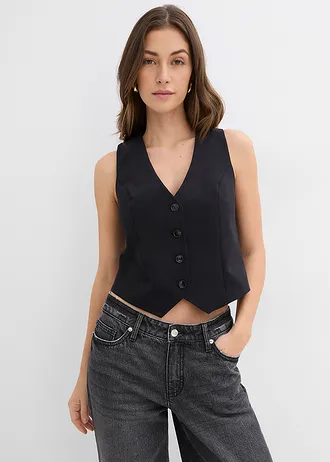 Vestă scurtă tip costum • negru • magazin bonprix