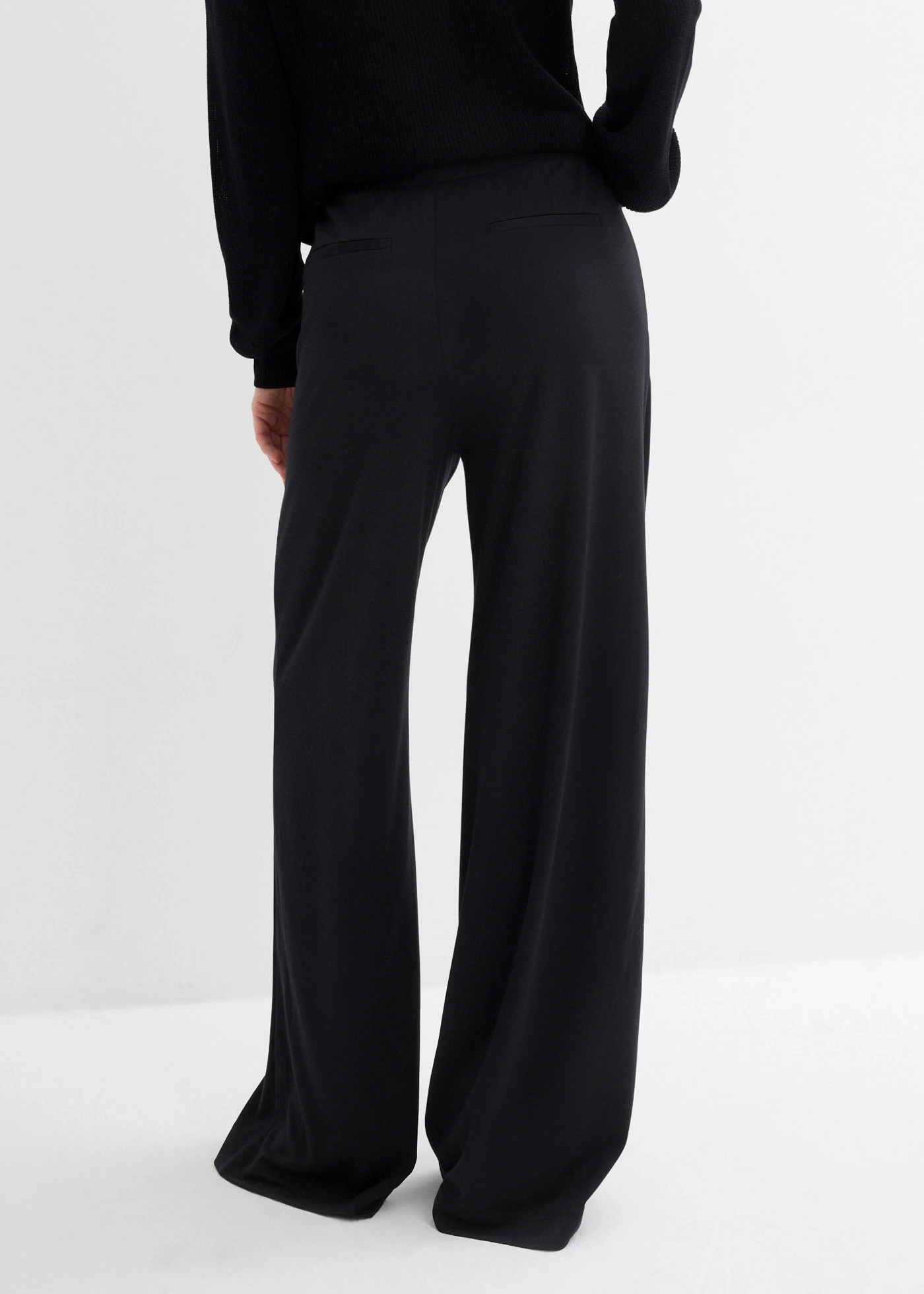 Pantalon palazzo en Punto di Roma confortable • noir • Boutique bonprix