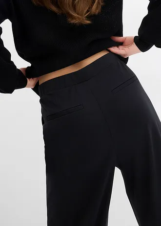 Pantalon palazzo en Punto di Roma confortable • noir • Boutique bonprix