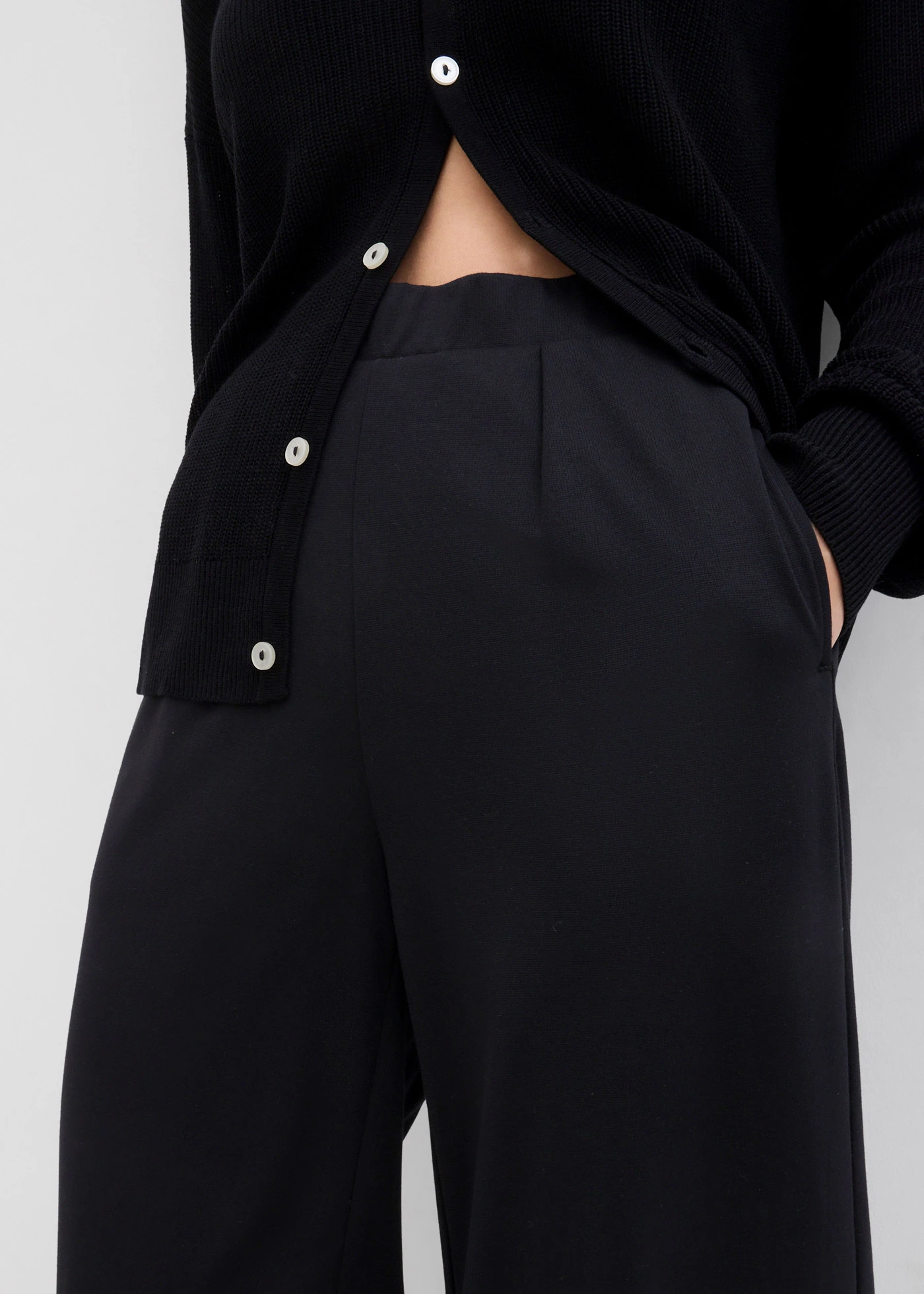 Pantalon palazzo en Punto di Roma confortable • noir • Boutique bonprix