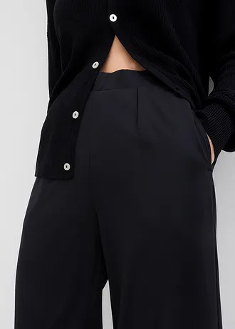 Pantalon palazzo en Punto di Roma confortable • noir • Boutique bonprix