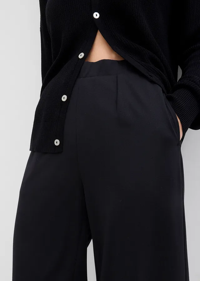 Pantalon palazzo en Punto di Roma confortable • noir • product-page.page-title-suffix