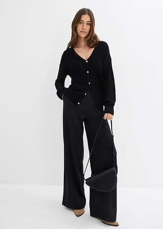 Pantalon palazzo en Punto di Roma confortable • noir • Boutique bonprix