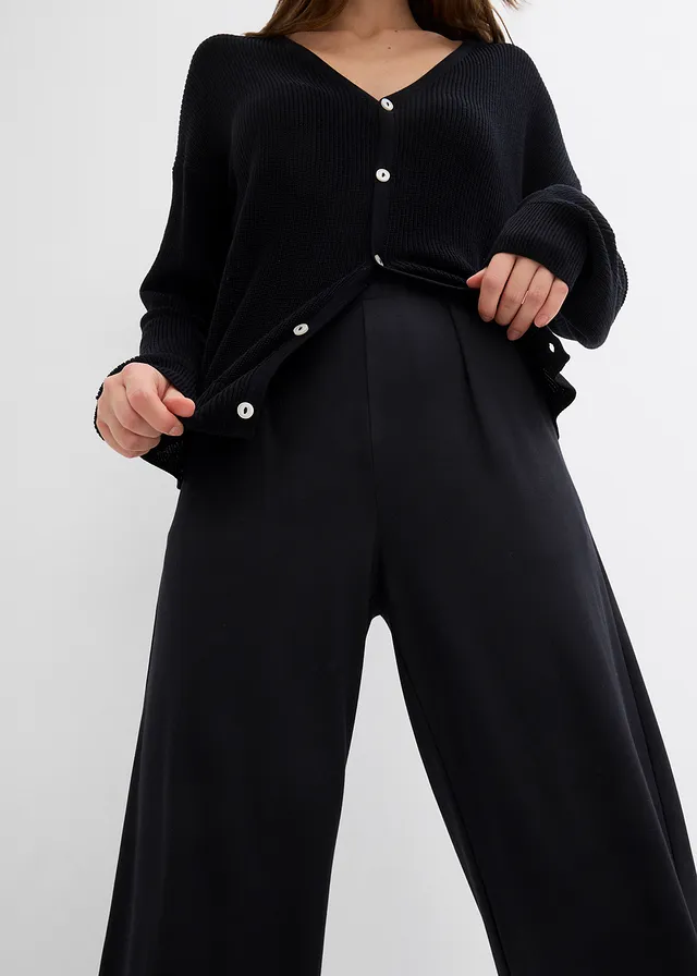 Pantalon palazzo en Punto di Roma confortable • noir • product-page.page-title-suffix