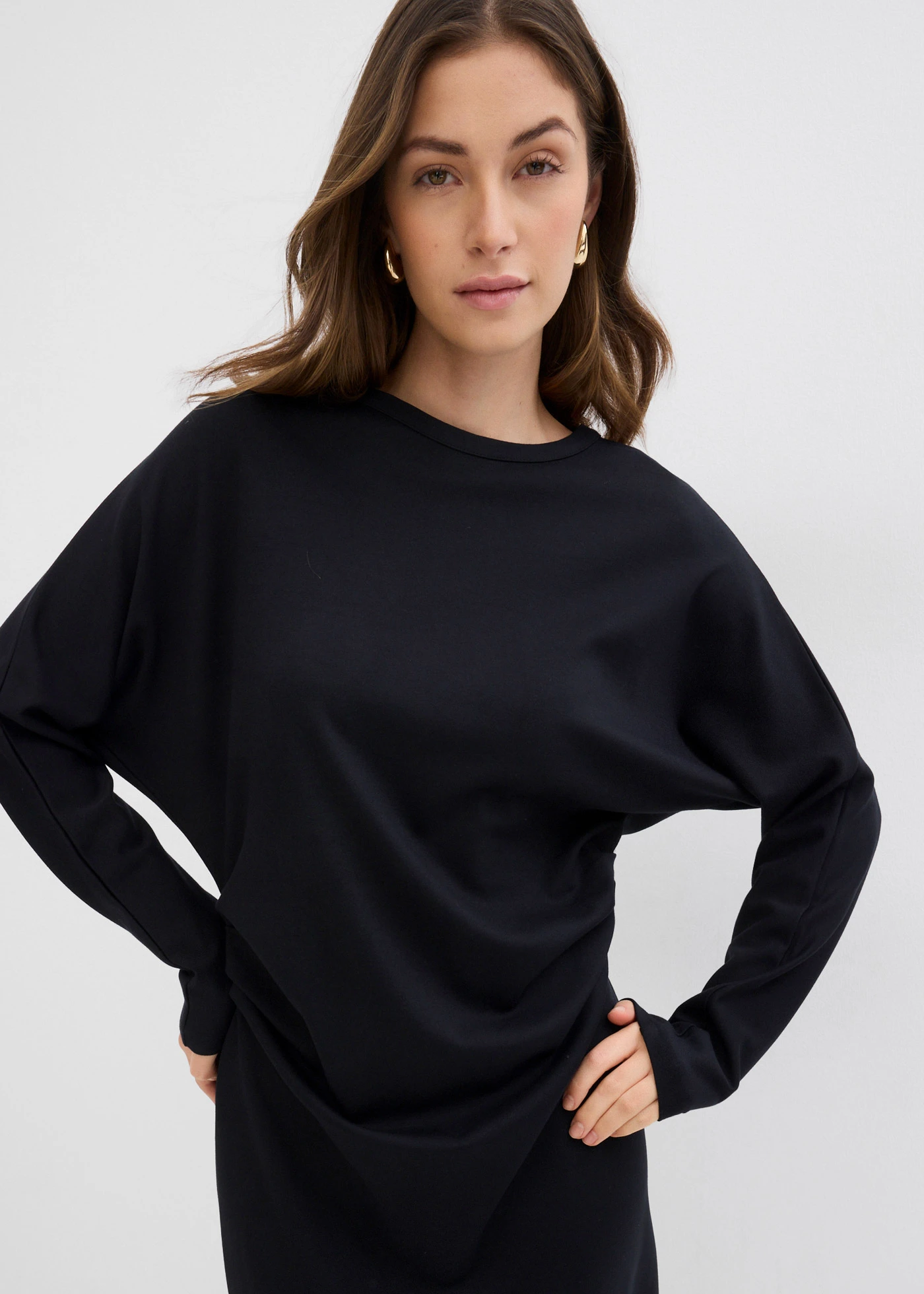 Robe midi, style néoprène • noir • Boutique bonprix