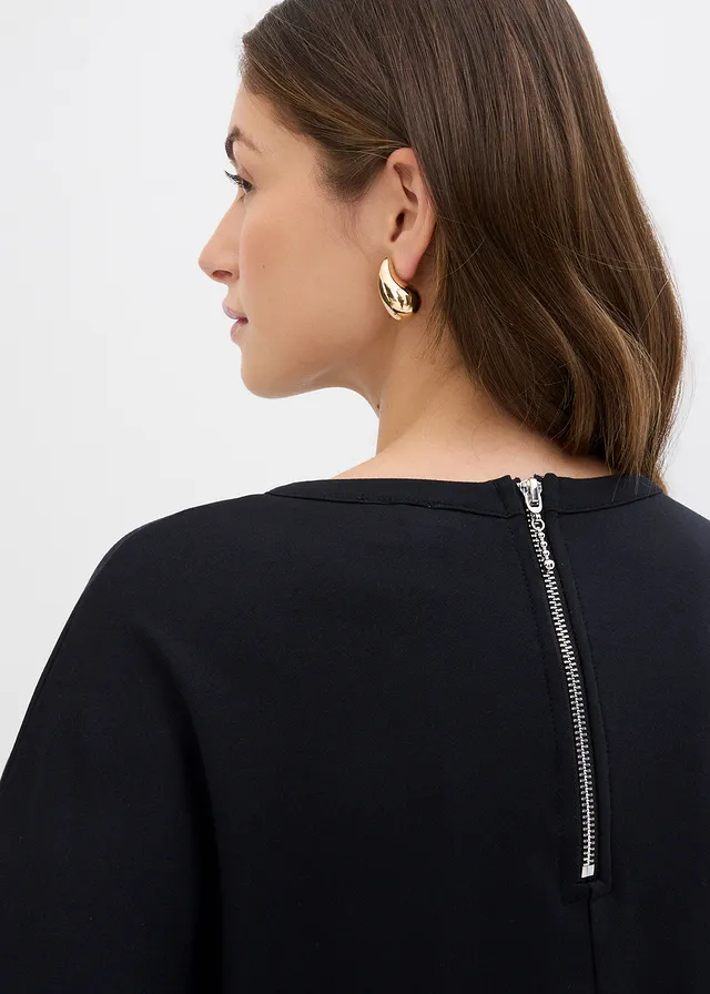 Robe midi en Punto di Roma confortable • noir • product-page.page-title-suffix