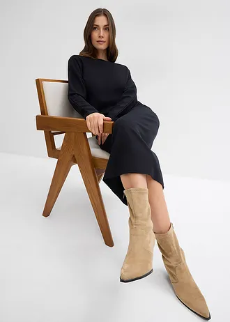 Robe midi, style néoprène • noir • Boutique bonprix