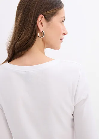 Bluză ripsată cu bumbac organic (2 buc./set) • negru/alb • magazin bonprix