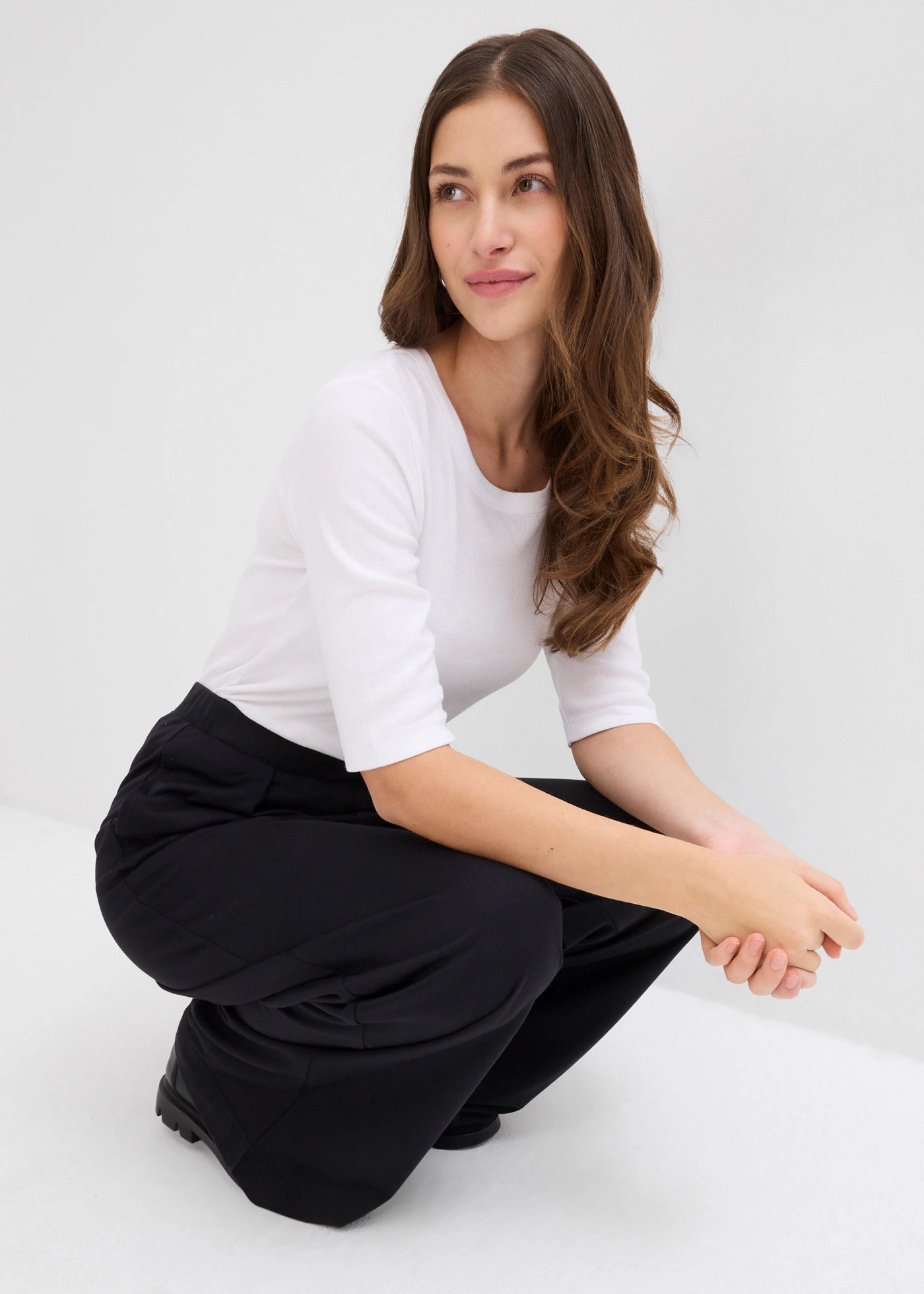 Bluză ripsată cu bumbac organic (2 buc./set) • negru/alb • magazin bonprix