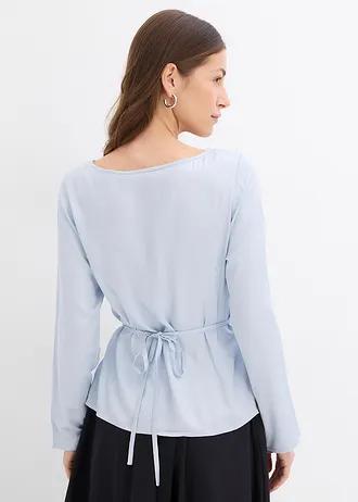 Blouse van soepelvallend satijn • zachtblauw • bonprix online shop