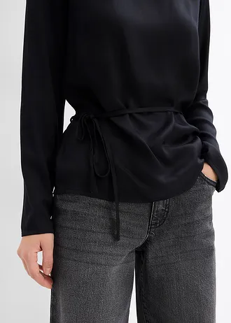 Blouse van soepelvallend satijn • zwart • bonprix online shop