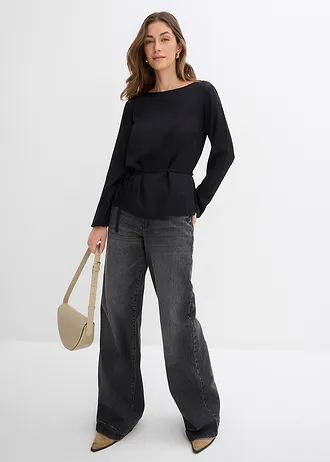 Blouse van soepelvallend satijn • zwart • bonprix online shop