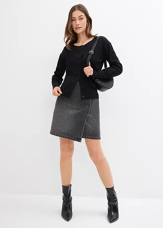 Gilet en fine maille à col rond • noir • Boutique bonprix