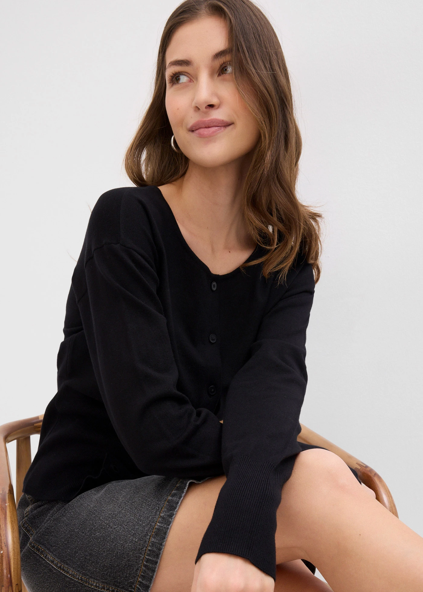 Fijn gebreid vest • zwart • bonprix online shop