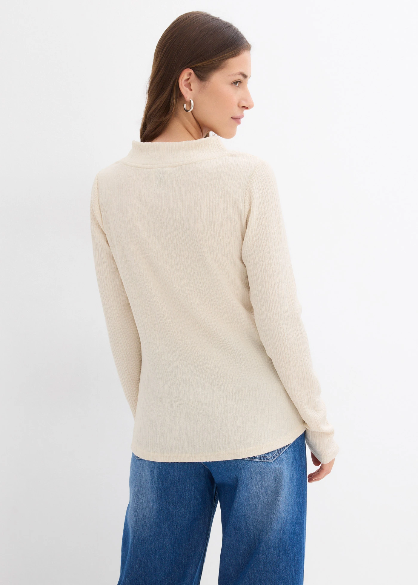 Longsleeve van crêpe • naturel • bonprix online shop