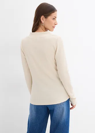 Longsleeve van crêpe • naturel • bonprix online shop