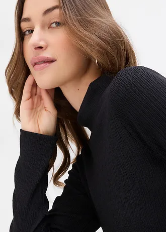 Longsleeve van crêpe • zwart • bonprix online shop