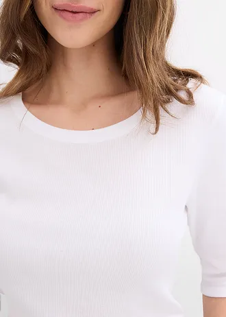 Lot de 2 t-shirts en coton côtelé • noir/blanc • Boutique bonprix