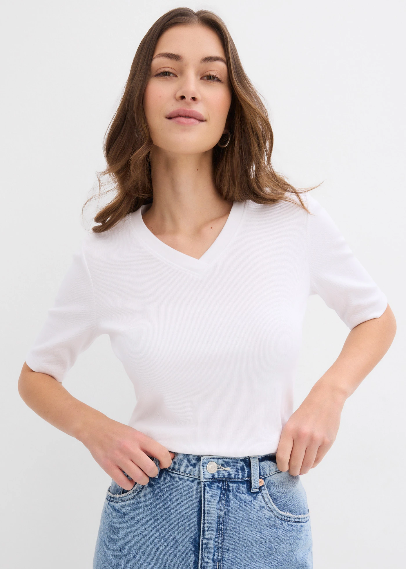 Bluză ripsată (set 2 buc.) • negru/alb • magazin bonprix