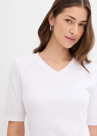 Bluză ripsată (set 2 buc.) • negru/alb • magazin bonprix