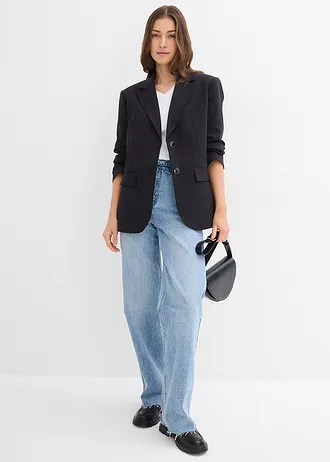 Geribd shirt (set van 2), Kleur: zwart/wit