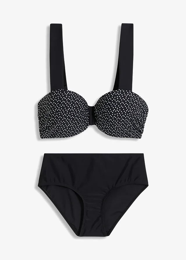 Beugel bikini (2-dlg. set) • zwart-wit gestippeld • bonprix online shop