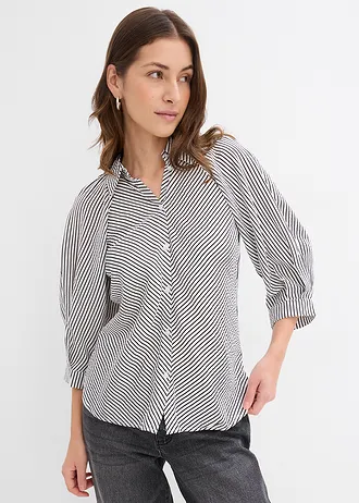 Halenka z jemné viskózové směsi • přírodně bílo-černé proužky • bonprix obchod