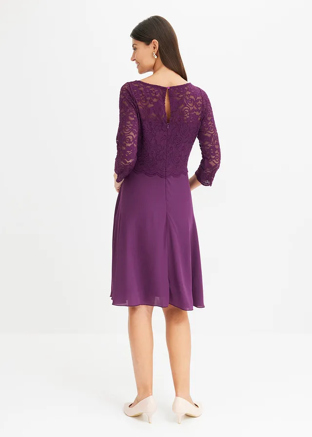 Mini-robe à dentelle, Couleur: violet foncé