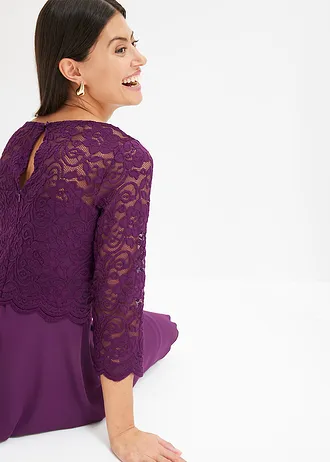 Minišaty s krajkou • tmavě fialová • bonprix obchod