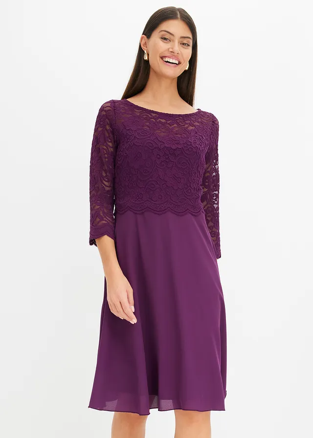 Mini-robe à dentelle, Couleur: violet foncé