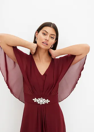 Robe en mousseline avec strass • rouge rubis • Boutique bonprix